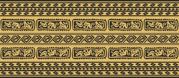 Vektor Nahtlosen Goldenen Rand Ornament Indianerstamm — Stockvektor