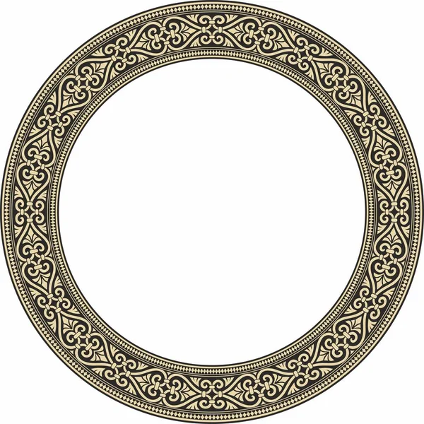 Векторное Золото Черным Круглым Орнаментом Кольца Древней Греции Граница Римской — стоковый вектор