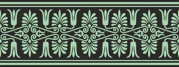 Ornement Sans Couture Vert Vectoriel Grèce Antique Modèle Sans Fin — Image vectorielle