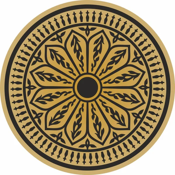 Ouro Vetorial Ornamento Arábico Preto Redondo Nacional Círculo Étnico Povos —  Vetores de Stock