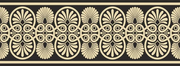 Vector Golden Black Seamless Ornament Ancient Greece Classic Endless Pattern — Stock Vector