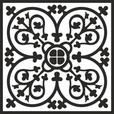 Vektör monokrom kare Avrupa süsü. Antik Yunan, Roma İmparatorluğu 'nun klasik modeli. Kum temizleme, entrikacı ve lazer kesme için uygun.