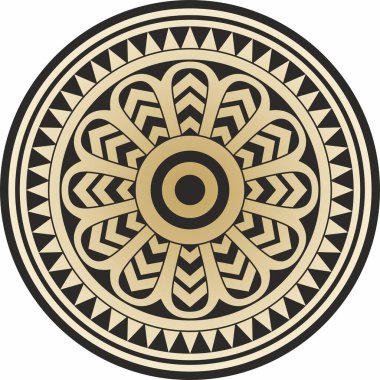 Vector altın ve siyah yuvarlak antik Pers süsü. Antik uygarlığın ulusal İran çemberi. Bağda.
