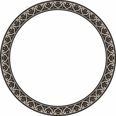 Vektör altın ve siyah yuvarlak Çin süsü. Çerçeve, sınır, çember, doğunun Asyalı halkası.