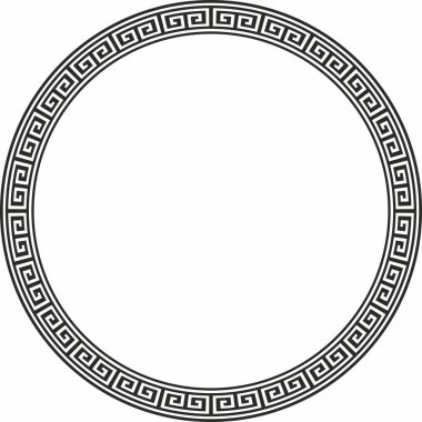 Vector round monochrome classic frame. Greek meander. Patterns of Greece and ancient Rome. Circle european border clipart