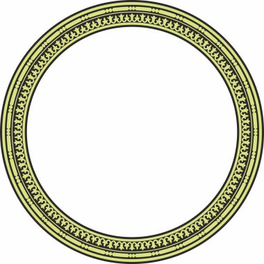 Yeşil ve siyah vektör, kusursuz klasik Bizans süsü. Sonsuz daire, sınır, çerçeve Antik Yunan, Doğu Roma İmparatorluğu. Rus Ortodoks Kilisesi Dekorasyonu