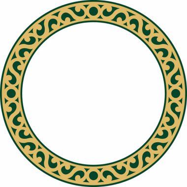 Vektör Yakut yeşil çerçevede. Tundra 'nın kuzeyindeki insanların süs çemberi..