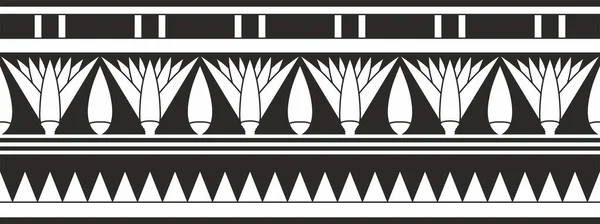 Antique Vectoriel Noir Monochrome Égyptien Ornement Sans Couture Frontière Ethnique — Image vectorielle
