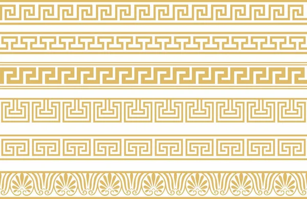 Set Von Vektor Nahtlosen Griechischen Klassischen Ornament Muster Für Einen — Stockvektor