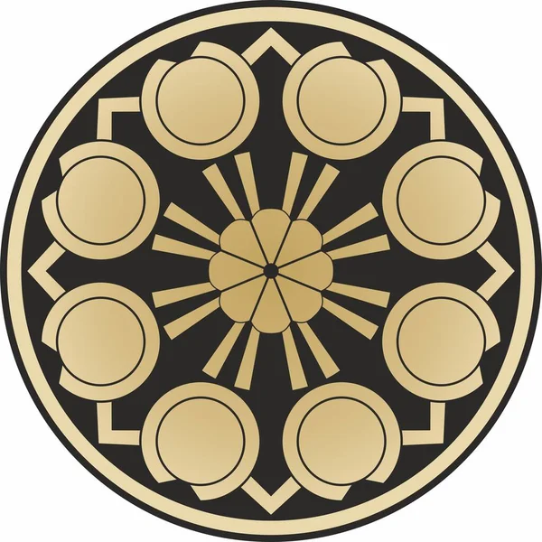 矢量金黄色和黑色圆形土耳其装饰 无边的奥托曼民族圈 — 图库矢量图片