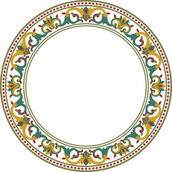 Décoration Turque Ronde Couleur Vectorielle Frontière Nationale Ottomane Sans Fin — Image vectorielle