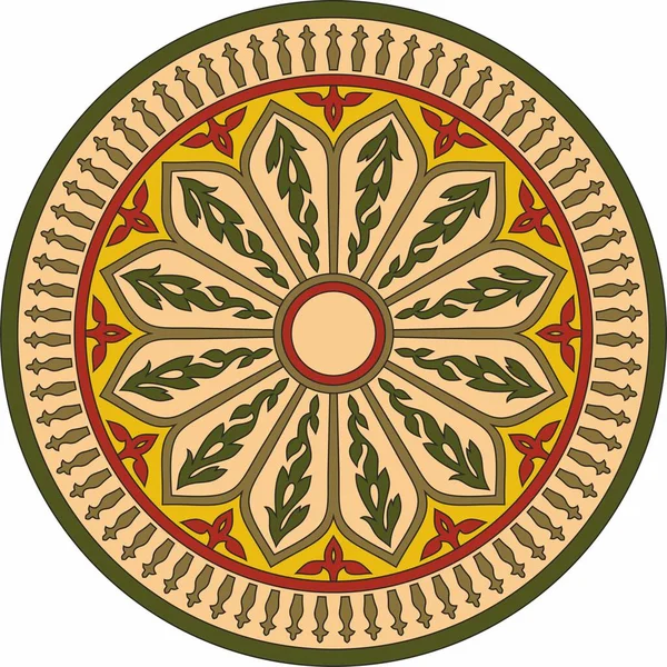 Vector Rond Gekleurde Arabische Nationale Ornament Eindeloos Groente Patroon Van — Stockvector