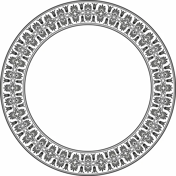Vector Black Monochrome Ornament Ring Ancient Greece Classic Pattern Frame — Vetor de Stock