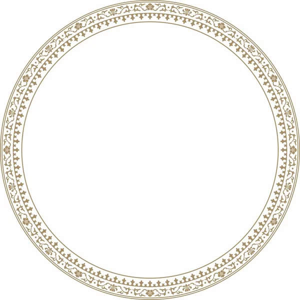 Vector Gold Colored Frame Border Chinese Ornament Patterned Circle Ring — Archivo Imágenes Vectoriales
