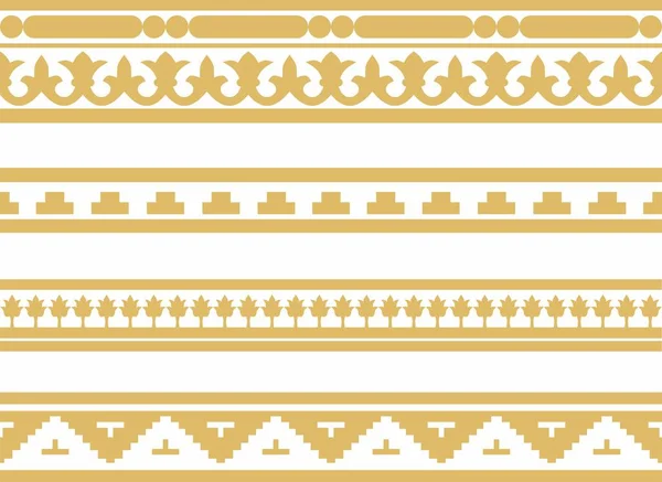 Векторний Набір Золотого Безшовного Класичного Візантійського Орнаменту Нескінченний Кордон Стародавня — стоковий вектор