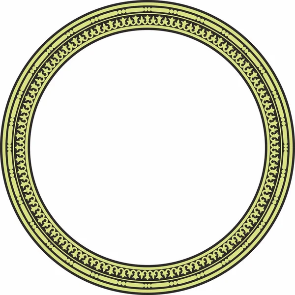 Векторный Круглый Зеленый Черный Бесшовный Классический Византийский Орнамент Бесконечный Круг — стоковый вектор
