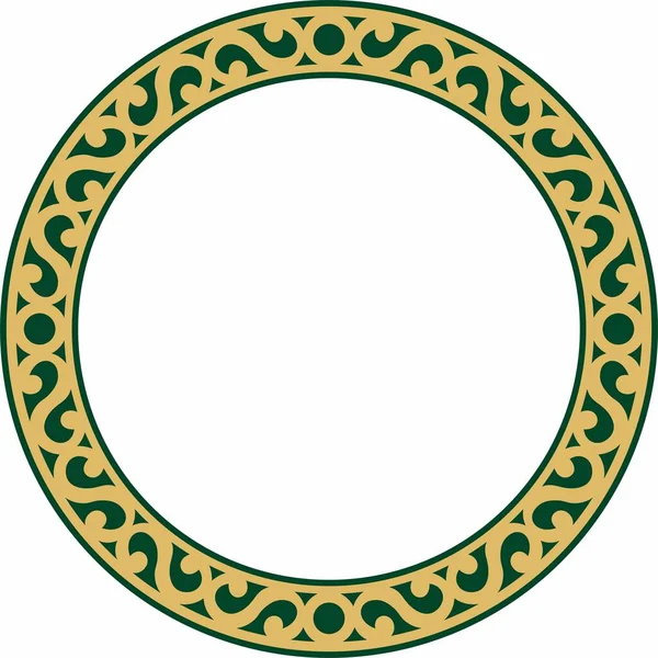 向量雅库特圆形绿色框架 冻土带北部民族的装饰圈 — 图库矢量图片