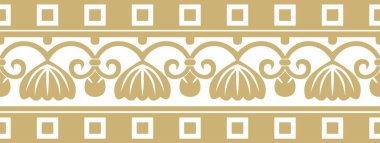 Vector golden seamless ornament of ancient Greece. Classic Endless pattern frame border Roman Empire