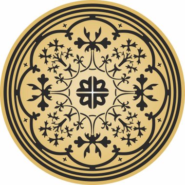 Vector yuvarlak altın klasik süs. Avrupa klasik aksesuarlarıyla çember olun. Antik Yunan, Roma İmparatorluğu. Rönesans, Borocco