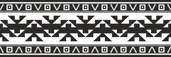 Patrón Nativo Americano Vector Monocromo Sin Costura Endless Black Aztec — Vector de stock