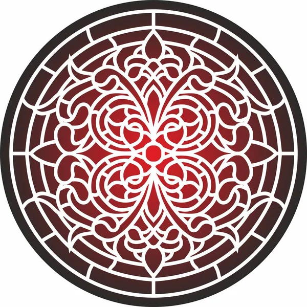 Vettore Classico Ornamento Rotondo Colorato Modello Rosso Cerchio Disegno Della — Vettoriale Stock