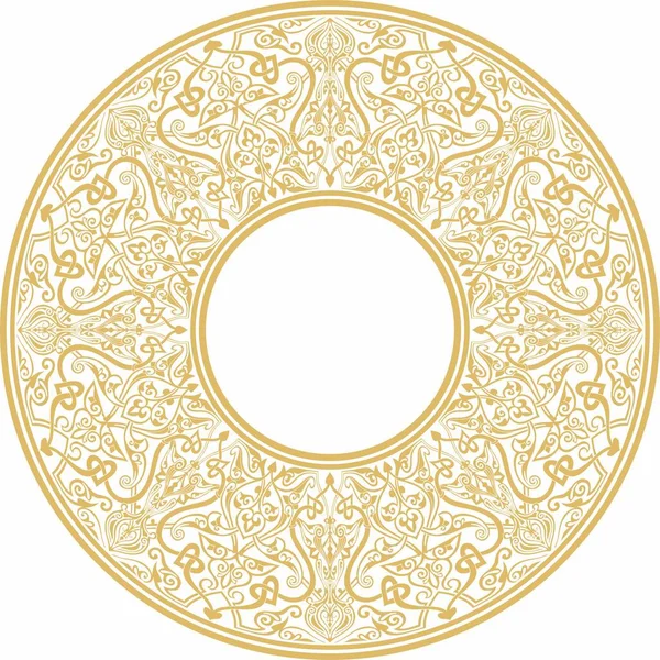 Vector Golden Oriental Ornament Arabic Patterned Circle Iran Iraq Turkey — Stockvector