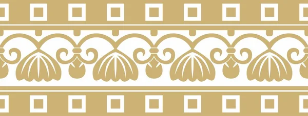 Vector Golden Seamless Ornament Ancient Greece Classic Endless Pattern Frame — ストックベクタ