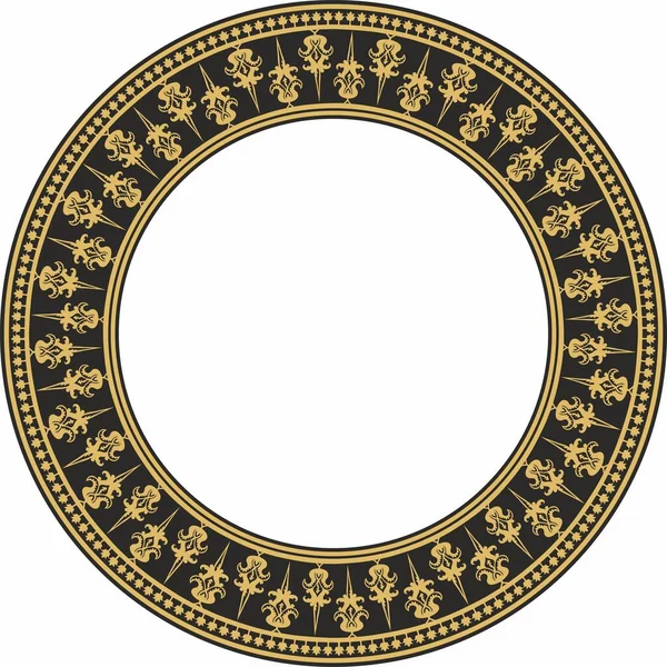 Vector Golden Black Byzantine Ornament Circle Border Frame Ancient Greece — Archivo Imágenes Vectoriales