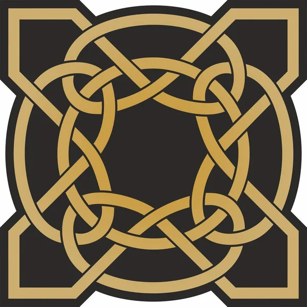 Nodo Celtico Vettoriale Oro Nero Ornamento Antichi Popoli Europei Segno — Vettoriale Stock