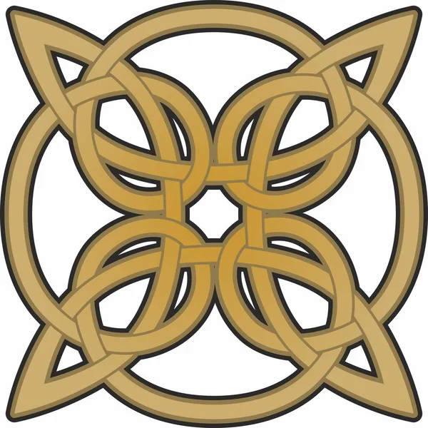 Wektor Złoty Węzeł Celtycki Ozdoba Starożytnych Narodów Europejskich Znak Symbol — Wektor stockowy