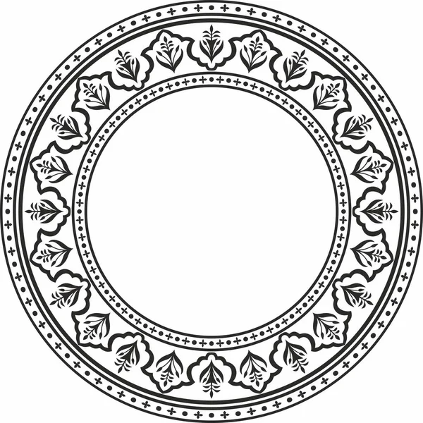 Vecteur Ronde Nationale Monochrome Ornement Noir Ancienne Perse Cercle Ethnique — Image vectorielle