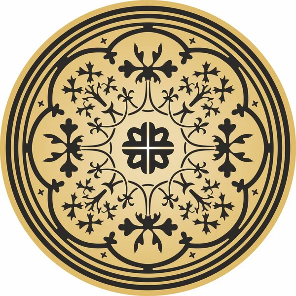 Wektor Okrągły Złoty Klasyczny Ornament Koło Europejskim Ornamentem Klasycznym Starożytna — Wektor stockowy
