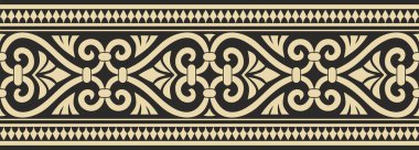 Antik Yunan 'ın altın ve siyah simgesiz süsü. Klasik Sonu Gelmeyen çerçeve Roma İmparatorluğu