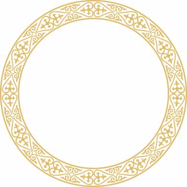 Altın taşıyıcı Kazak ulusal yuvarlak desen, çerçeve. Asya 'nın göçebe halkları, Büyük Steppe, Kazaklar, Kirghiz, Kalmykler, Moğollar, Buryatlar, Türkler