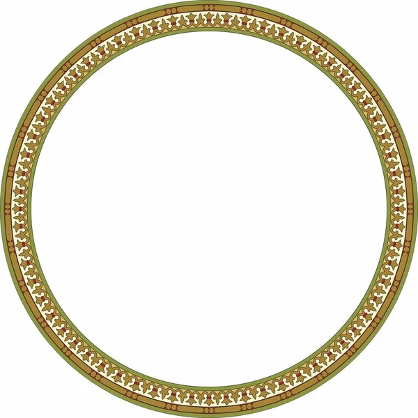 Векторні Круглі Кольорові Безшовні Класичні Візантійські Орнаменти Нескінченне Коло Кордон — стоковий вектор