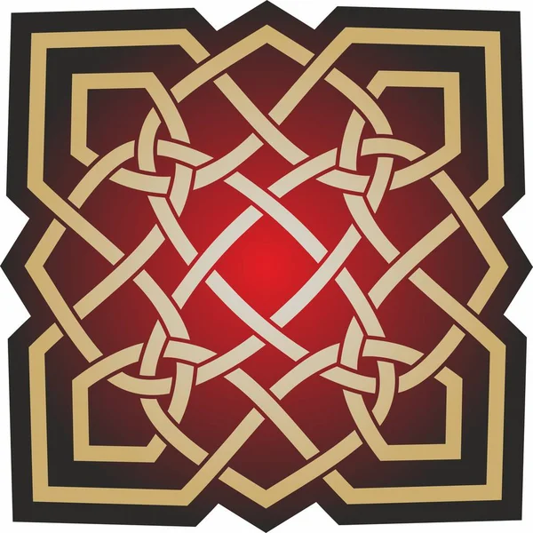 Векторное Золото Красный Кельтский Узел Украшение Древних Европейских Народов Знак — стоковый вектор