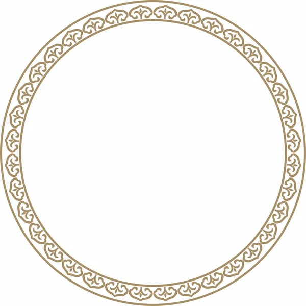 Векторное Золото Вокруг Китайского Орнамента Рама Граница Круг Кольцо Азиатских — стоковый вектор