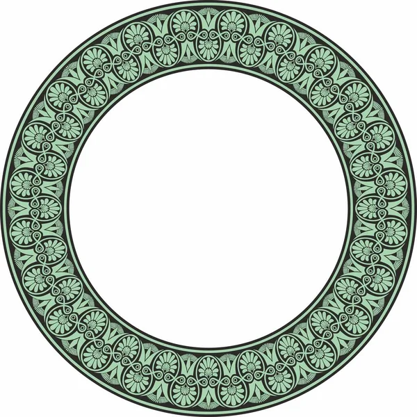 Eski Yunan Siyah Yuvarlak Süsleme Yüzüğüyle Vektör Yeşili Klasik Model — Stok Vektör
