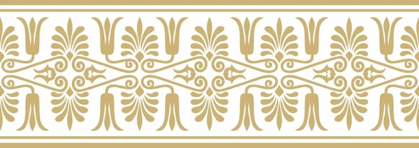 Vector Golden Seamless Ornament Ancient Greece Classic Endless Pattern Frame —  Vetores de Stock
