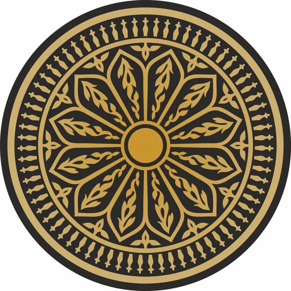 Wektor Złoto Czarny Arabski Okrągły Ornament Krąg Etniczny Wschodnie Afrykańskie — Wektor stockowy