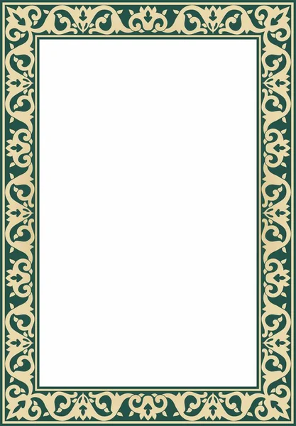 Векторный Золотой Зеленый Круглый Турецкий Орнамент Бесконечная Государственная Граница Рамка — стоковый вектор