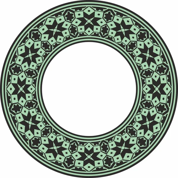 Vecteur Rond Vert National Avec Ornement Noir Ancienne Perse Cercle — Image vectorielle