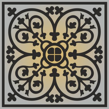 Vector gold-gray colored square ornament of ancient Greece. Classic tile pattern of the Roman Empire
