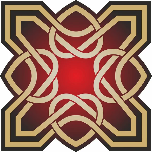 Oro Vectorial Nudo Celta Rojo Adorno Antiguos Pueblos Europeos Signo — Vector de stock