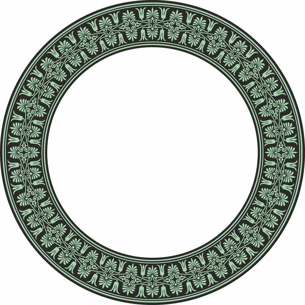 Διάνυσμα Πράσινο Μαύρο Στρογγυλό Διακοσμητικό Δαχτυλίδι Της Αρχαίας Ελλάδας Κλασικό — Διανυσματικό Αρχείο