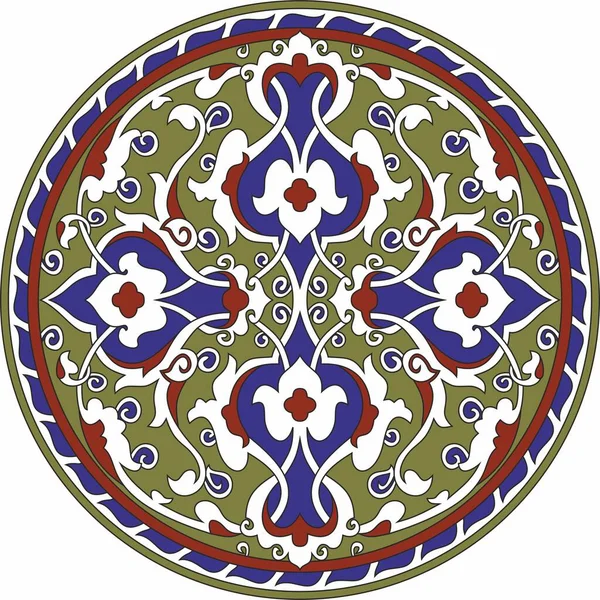 Décoration Nationale Arabe Couleur Ronde Vectorielle Modèle Légumes Sans Fin — Image vectorielle