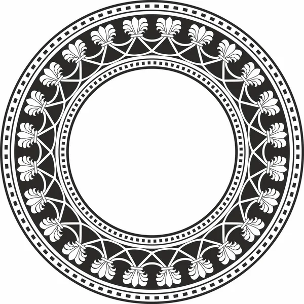 Vector Black Monochrome National Persian Ornament Circle Frame Border Ethnic — Stock Vector