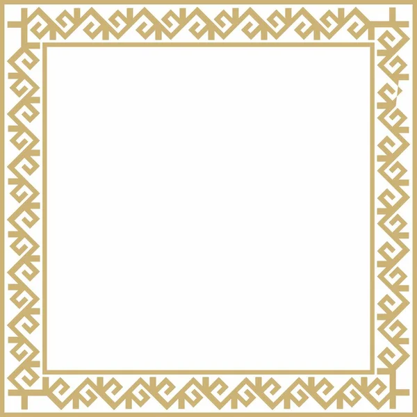 Векторный Золотой Квадрат Казахского Национального Орнамента Этнический Узор Народов Великой — стоковый вектор