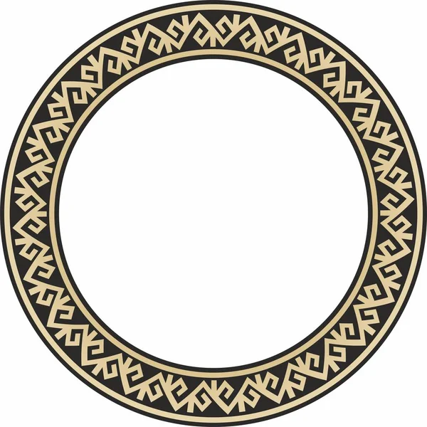 Wektor Złoty Czarny Okrągły Kazachski Ornament Narodowy Etniczny Wzór Narodów — Wektor stockowy