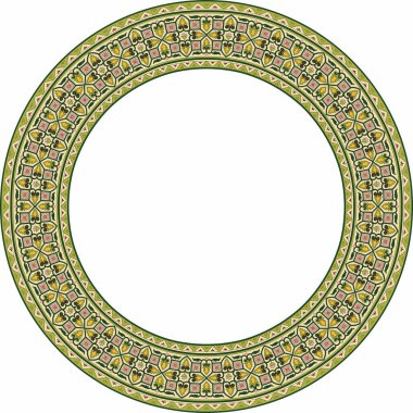 Bizans sınırında vektör renkli çerçeve. Yunan deseni, Doğu Roma İmparatorluğu 'nun çizimi. Rus Ortodoks Kilisesi Dekorasyonu